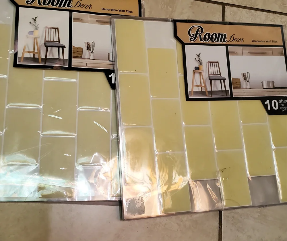 NWOT Art3D Decorative Wall Tiles Self Adhesive Set Of 2 -- 10 Pks Pale Yellow